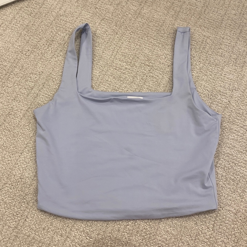 Garage size small, blue tank top